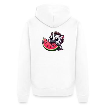 Süßer Cartoon Zebra Wassermelone Sommerfrucht - Unisex Premium Bio Zip Hoodie - Weiß - Hinten - Thijin (182cm)