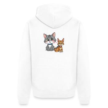 Niedliche Katzen mit Herzen Illustration - Unisex Premium Bio Zip Hoodie - Weiß - Hinten - Thijin (182cm)
