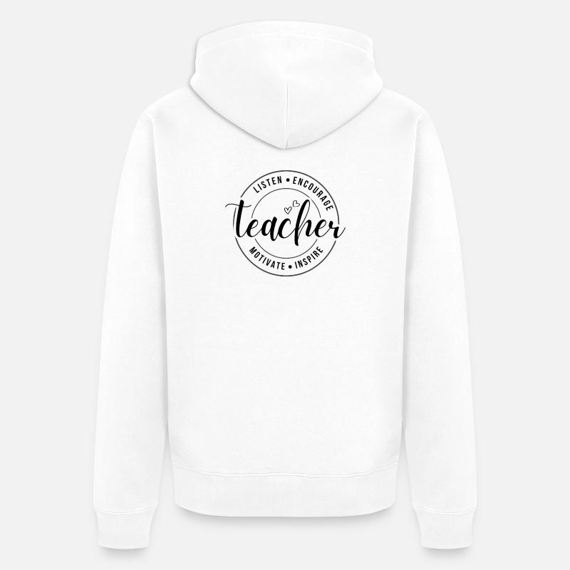 Insigne circulaire d’appréciation de l’enseignant - Veste à capuche bio Premium Unisexe - blanc
