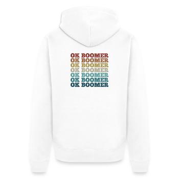 Retro Rainbow Boomer - Unisex Premium Organic Zip Hoodie - white - Back - Thijin (182cm)