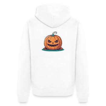 Karikatur Kürbis - Unisex Premium Bio Zip Hoodie - Weiß - Hinten - Thijin (182cm)