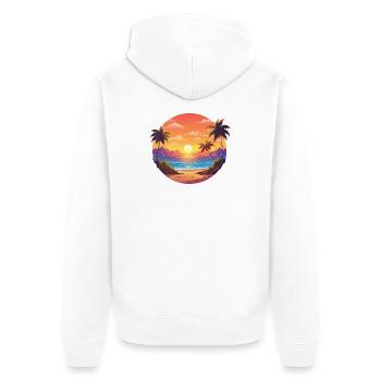 Sonnenuntergang Palmenbucht - Unisex Premium Bio Zip Hoodie - Weiß - Hinten - Thijin (182cm)