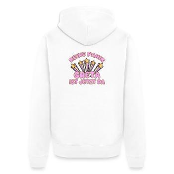 Frauenname Greta - Unisex Premium Bio Zip Hoodie - Weiß - Hinten - Thijin (182cm)