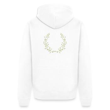 Delicate half wreath of green branches – nature motif - Unisex Premium Organic Zip Hoodie - white - Back - Thijin (182cm)