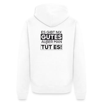 Keine Ausrede – Tu Es - Unisex Premium Bio Zip Hoodie - Weiß - Hinten - Thijin (182cm)