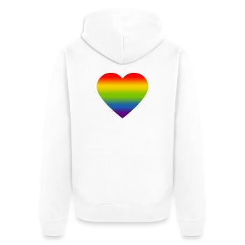 Rainbow_heart - Unisex Premium Organic Zip Hoodie - white - Back - Thijin (182cm)