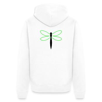 Libelle Silhouette - Unisex Premium Bio Zip Hoodie - Weiß - Hinten - Thijin (182cm)