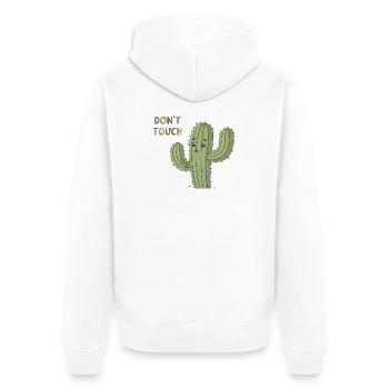 Sad Cactus Warning Don't Touch - Unisex Premium Organic Zip Hoodie - white - Back - Thijin (182cm)