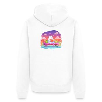 Reading polar bear in a color dream - Unisex Premium Organic Zip Hoodie - white - Back - Thijin (182cm)