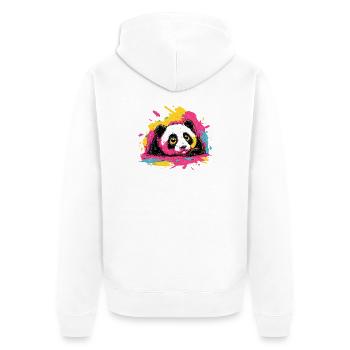 Panda Farbsplash - Unisex Premium Bio Zip Hoodie - Weiß - Hinten - Thijin (182cm)