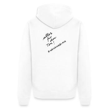 Alles für den Ton - Unisex Premium Bio Zip Hoodie - Weiß - Hinten - Thijin (182cm)