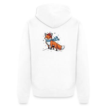 Renard d’hiver avec écharpe - Veste à capuche bio Premium Unisexe - blanc - Dos - Thijin (182cm)