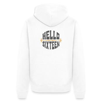 Hallo Sixteen Retro Geburtstag - Unisex Premium Bio Zip Hoodie - Weiß - Hinten - Thijin (182cm)