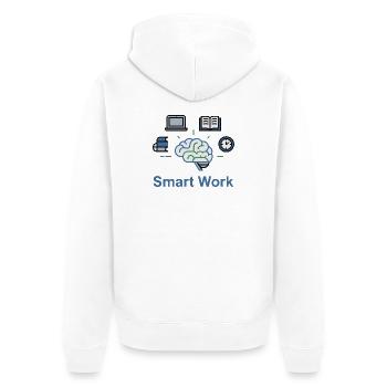 Smart Work Brain Power - Unisex Premium Organic Zip Hoodie - white - Back - Thijin (182cm)