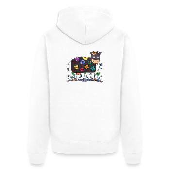 Cow - Unisex Premium Organic Zip Hoodie - white - Back - Thijin (182cm)