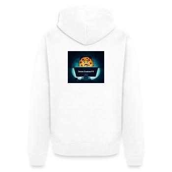 Shy Cookie at Computer - Unisex Premium Organic Zip Hoodie - white - Back - Thijin (182cm)