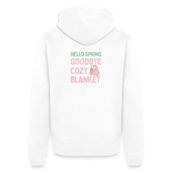 Bonjour printemps, adieu couverture chaude - Veste à capuche bio Premium Unisexe - blanc - Dos - Thijin (182cm)
