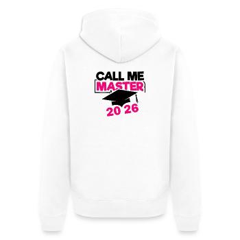 Abschluss Promotion Master Sponsion 2026 - Unisex Premium Bio Zip Hoodie - Weiß - Hinten - Thijin (182cm)