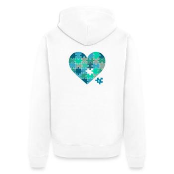 Casse-puzzle Cœur Sarcelle - Veste à capuche bio Premium Unisexe - blanc - Dos - Thijin (182cm)