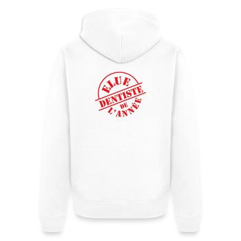 Tampon Vintage Dentiste de l'Année - Veste à capuche bio Premium Unisexe - blanc - Dos - Thijin (182cm)