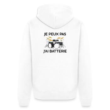 Je peux Pas J'ai Batterie Batteur Percussion - Veste à capuche bio Premium Unisexe - blanc - Dos - Thijin (182cm)
