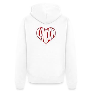 London Herz Typo - Unisex Premium Bio Zip Hoodie - Weiß - Hinten - Thijin (182cm)