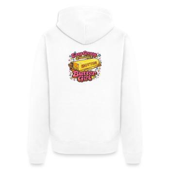 Butter Girl Retro Pop-Art-Illustration - Unisex Premium Bio Zip Hoodie - Weiß - Hinten - Thijin (182cm)