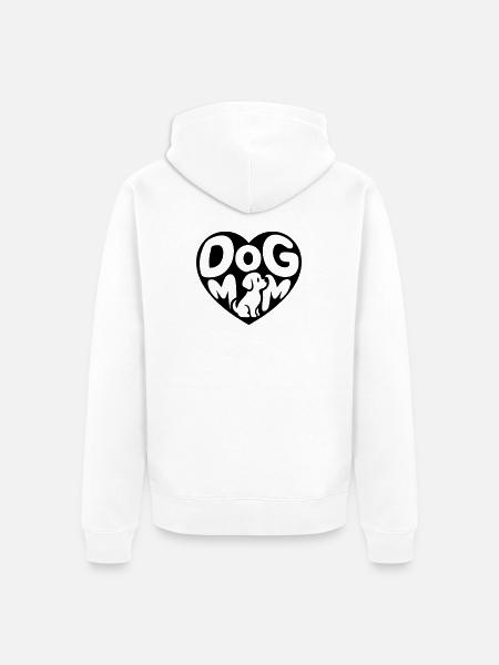Hundemama Herzdesign mit kleinem Hund - Unisex Premium Bio Zip Hoodie - Weiß