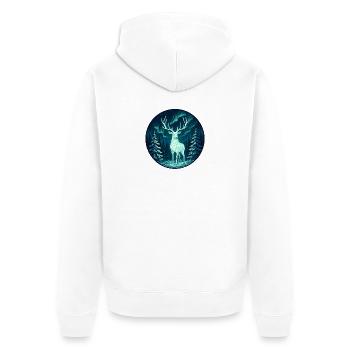 Northern Lights Moose in the forest - Unisex Premium Organic Zip Hoodie - white - Back - Thijin (182cm)