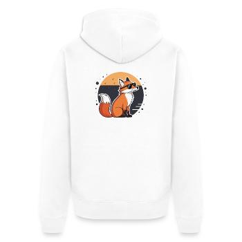 Fox Sun Dunkle Brille - Unisex Premium Bio Zip Hoodie - Weiß - Hinten - Thijin (182cm)