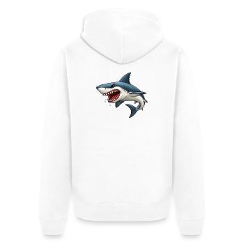 Motif drôle d’animaux marins pour enfants de requin dessiné - Veste à capuche bio Premium Unisexe - blanc - Dos - Thijin (182cm)