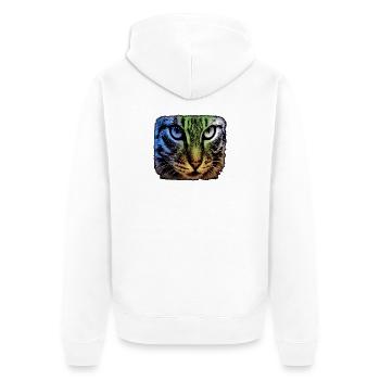 katzengesicht, bunte tier designs - Unisex Premium Bio Zip Hoodie - Weiß - Hinten - Thijin (182cm)