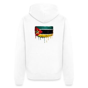 Mozambique Flaggen-Gemälde Tropfen - Unisex Premium Bio Zip Hoodie - Weiß - Hinten - Thijin (182cm)