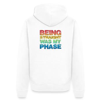 Être hétéro était ma phase de design rétro LGBTQ - Veste à capuche bio Premium Unisexe - blanc - Dos - Thijin (182cm)