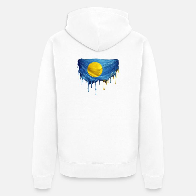 Drapeau Dégoulinant de Palaos - Veste à capuche bio Premium Unisexe - blanc