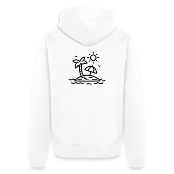 Strand - Unisex Premium Bio Zip Hoodie - Weiß - Hinten - Thijin (182cm)