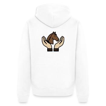 Mains tenant un cheval Équestre - Veste à capuche bio Premium Unisexe - blanc - Dos - Thijin (182cm)