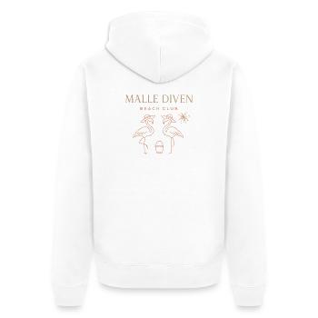Malle Diven Beach Club Flamingo Mallorca Party  - Unisex Premium Bio Zip Hoodie - Weiß - Hinten - Thijin (182cm)