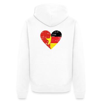 Vietnam, Allemagne, cœur utilisé - Veste à capuche bio Premium Unisexe - blanc - Dos - Thijin (182cm)