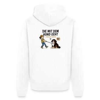 Berner Sennenhund Spruch Hundehalterin Humor - Unisex Premium Bio Zip Hoodie - Weiß - Hinten - Thijin (182cm)