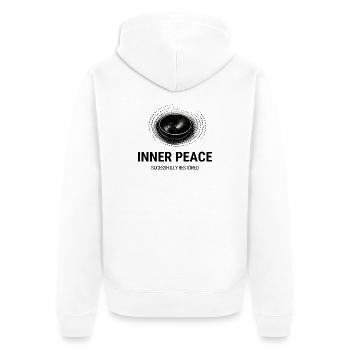 Inner Peace Successfully Restored | Klang & Fun - Unisex Premium Bio Zip Hoodie - Weiß - Hinten - Thijin (182cm)