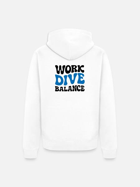 Work Dive Balance Taucher-Geschenk - Unisex Premium Bio Zip Hoodie - Weiß