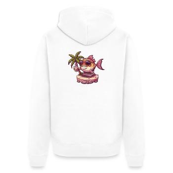 Vacances d’été du poisson piranha - Veste à capuche bio Premium Unisexe - blanc - Dos - Thijin (182cm)