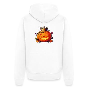 Krönter Kürbiskönig - Unisex Premium Bio Zip Hoodie - Weiß - Hinten - Thijin (182cm)