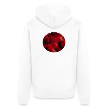 Dunkle Himbeerfrucht - Unisex Premium Bio Zip Hoodie - Weiß - Hinten - Thijin (182cm)