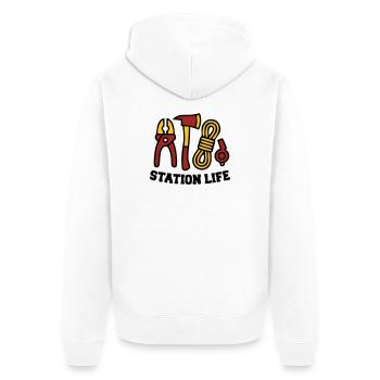 Station Life Feuerwehr Icon - Unisex Premium Bio Zip Hoodie - Weiß - Hinten - Thijin (182cm)