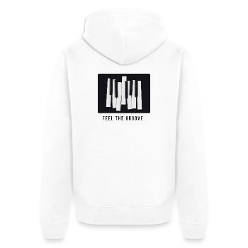 Feel the Groove – Modern Piano Design - Unisex Premium Bio Zip Hoodie - Weiß - Hinten - Thijin (182cm)
