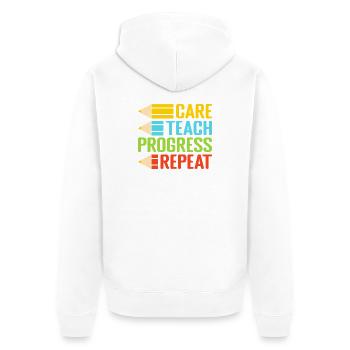 Pre K Teacher Care Teach Repeat Kindergarten - Unisex Premium Bio Zip Hoodie - Weiß - Hinten - Thijin (182cm)