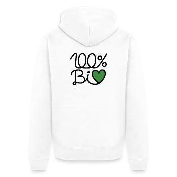 100% BiO – Grünes Herz Illustration - Unisex Premium Bio Zip Hoodie - Weiß - Hinten - Thijin (182cm)