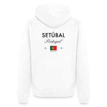 Setubal Portugal Koordinaten Reise Souvenir - Unisex Premium Bio Zip Hoodie - Weiß - Hinten - Thijin (182cm)
